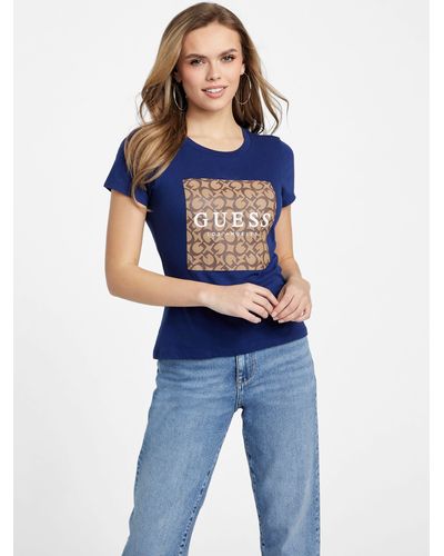 Guess Factory Orley Logo Tee - Blue