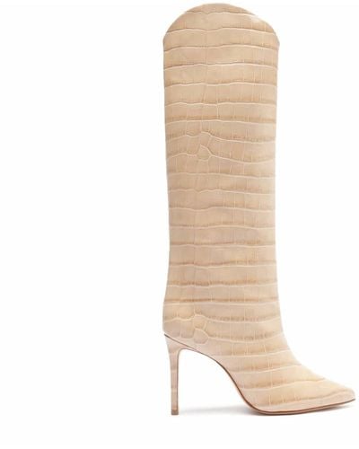 SCHUTZ SHOES Maryana Crocodile-embossed Leather Boot - Natural