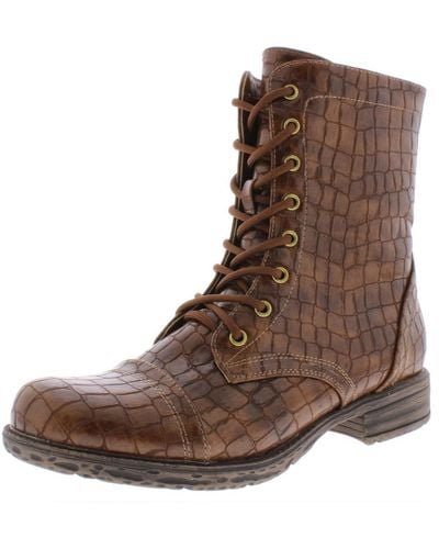 Very Volatile Underground Faux Leather Snake Print Combat Boots - Brown