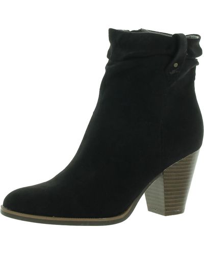Dr. Scholls Kall Me Faux Suede Ruched Ankle Boots - Black