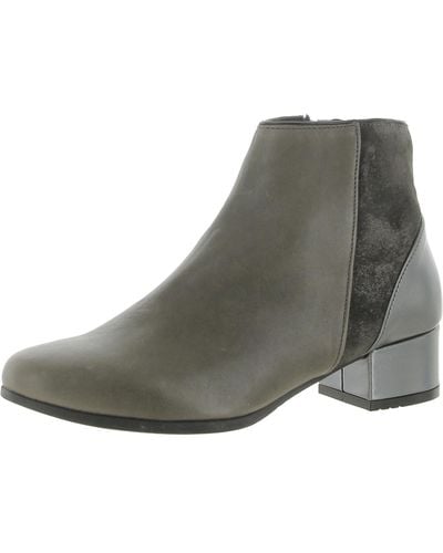 Eric Michael Elena Leather Round Toe Ankle Boots - Gray