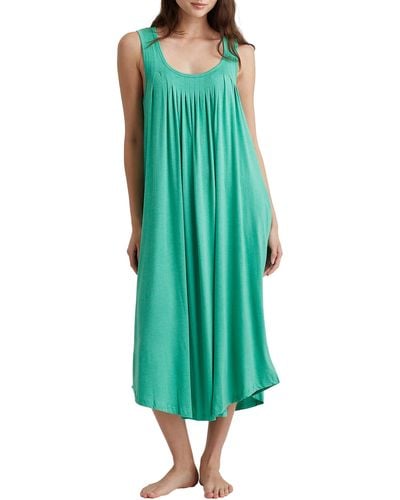 Papinelle Pleated Maxi Modal Knit Nightgown - Green