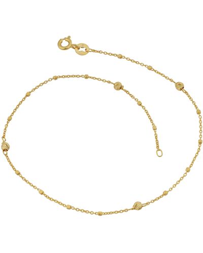 Fremada 14k Yellow Cube And Bead Station Anklet (10 Inch) - Metallic