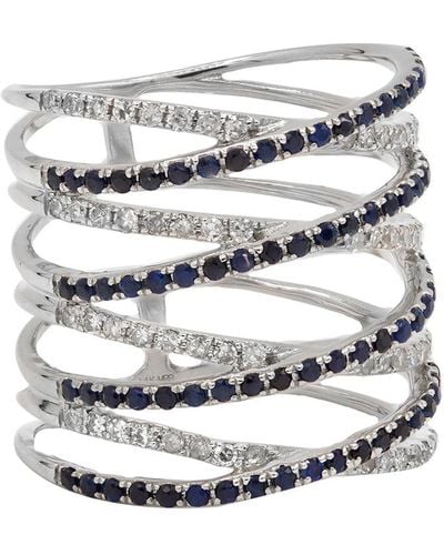 Diana M. Jewels Sapphire And Diamond Criss-cross Ring - White