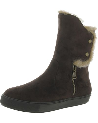 Bellini Furry Faux Fur Zipper Winter & Snow Boots - Black