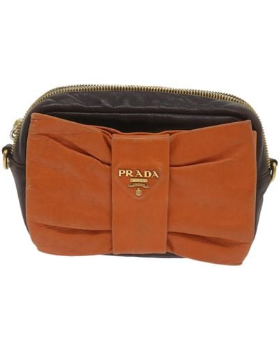 Prada Ribbon Leather Shoulder Bag (pre-owned) - Orange