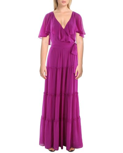 Lauren by Ralph Lauren Chiffon Tiered Maxi Dress - Purple