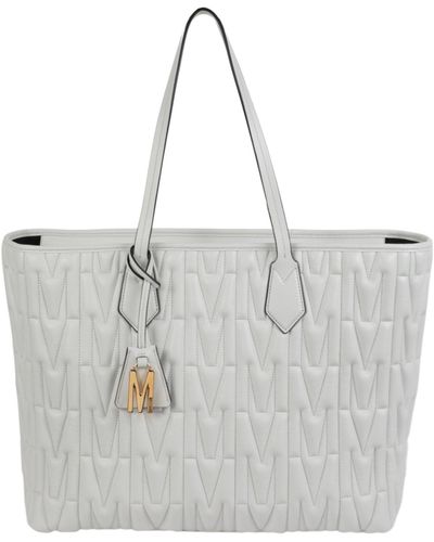 Moschino M-quilted Leather Tote - White