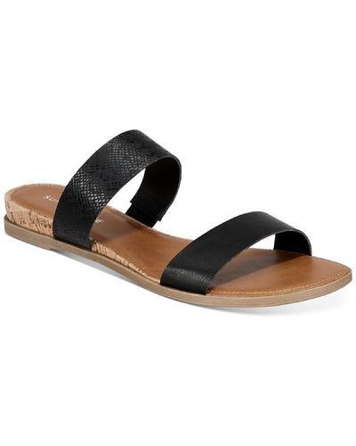 Sun & Stone Easten 2 Faux Leather Flats Wedge Sandals - Black
