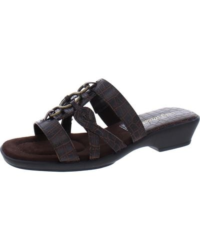 Easy Street Torrid Slip On Faux Leather Wedge Sandals - Black
