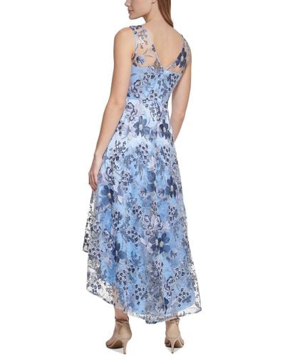 Eliza J Mesh Sequined Evening Dress - Blue