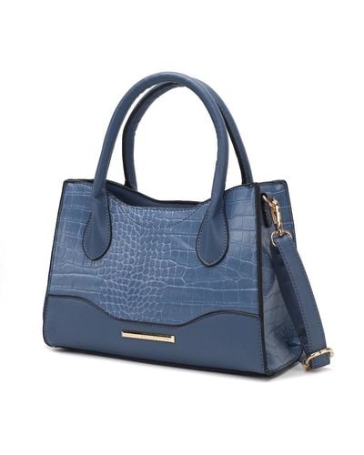 MKF Collection by Mia K Gili Crocodile Embossed Vegan Leather Tote Handbag By Mia K. - Blue