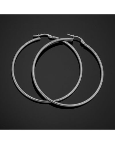 Fremada 10k White 2x50mm Round Hoop Earrings - Metallic