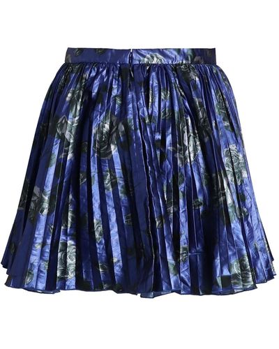 RED Valentino Pleated Printed Skirt - Blue