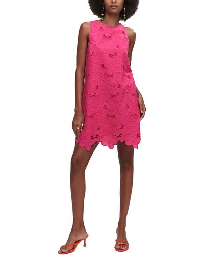 Mango Cotton Crochet Shift Dress - Pink