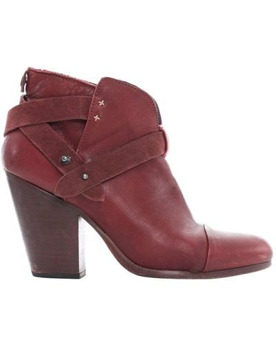Rag & Bone Rag Bone Harrow Burgundy Red Leather Stud Harness Block Heel Ankle Boots
