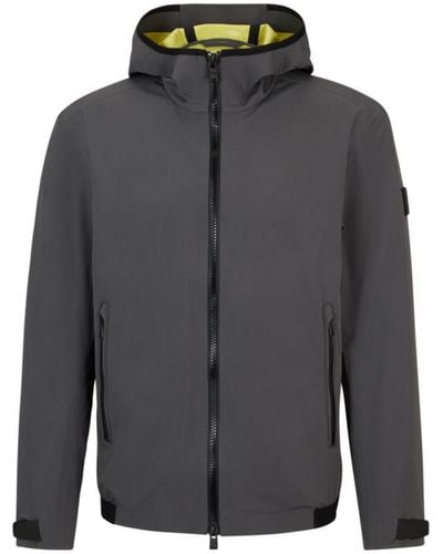 BOSS Water-repellent Softshell Jacket With Logo Badge - Gray