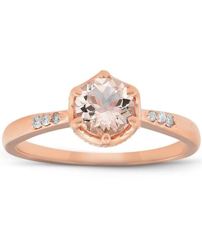 Pompeii3 1 Ct Tdw Morganite & Diamond Vintage Engagement Ring - Multicolor