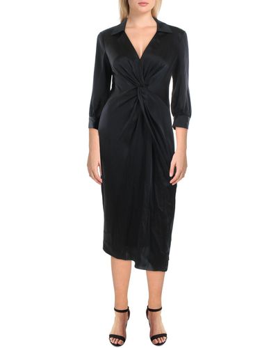 Theory Twist Front Long Cocktail And Party Dress - Black