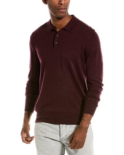 Bruno Magli Merino Wool Polo Sweater - Purple