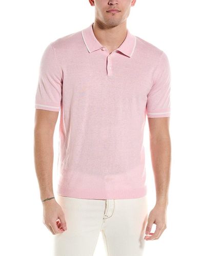 Tahari Button Silk-blend Polo Shirt - Pink