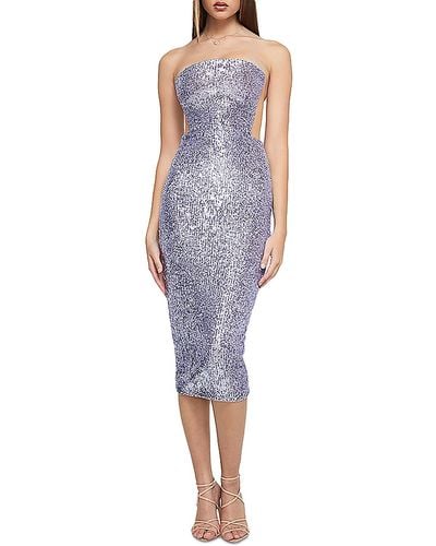 Nookie Lumiere Sequined Midi Cocktail And Party Dress - Blue