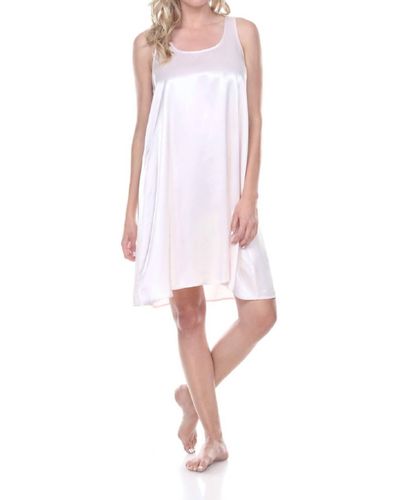 PJ Harlow Jessica Satin Knee Length Gown With Pleated Back - White