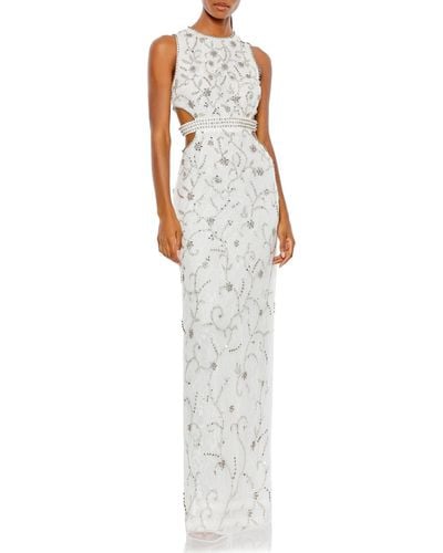 Mac Duggal Embellished Cut-out Evening Dress - White