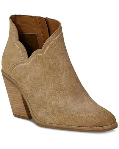 Lucky Brand Lakelyy Leather Stacked Heel Ankle Boots - Brown
