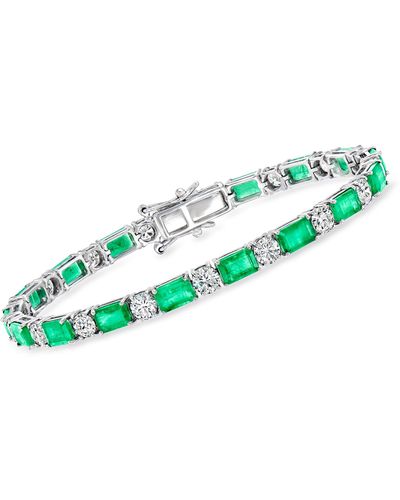 Ross-Simons Emerald And Lab-grown Diamond Tennis Bracelet - Green