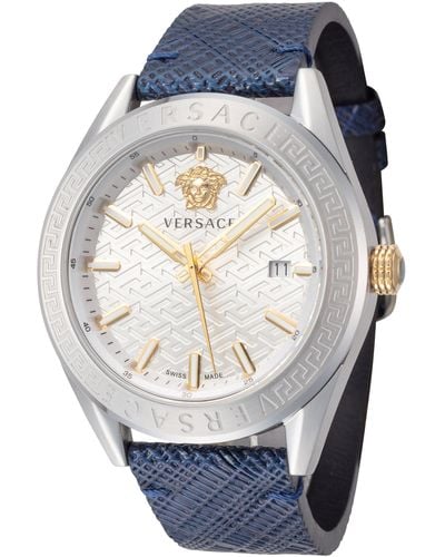 Versace 42mm Blue Quartz Watch Ve6a00123