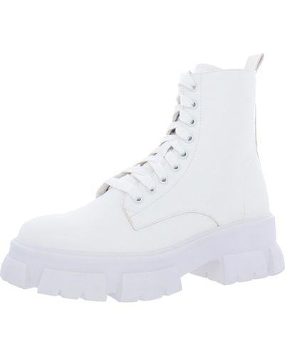 Steve Madden Thora lugged Sole Combat & Lace-up Boots - White