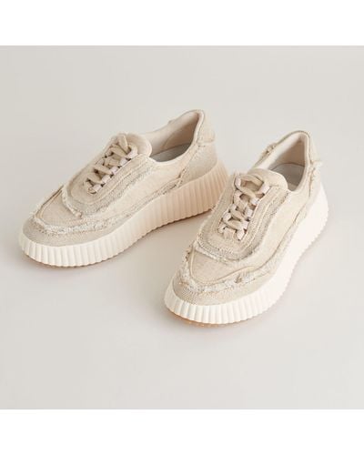 Dolce Vita Dolen Fray Sneakers Sand Canvas - Natural