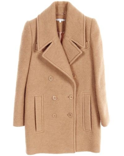 Carven Double Button Chester Coat Wool Beige - Natural