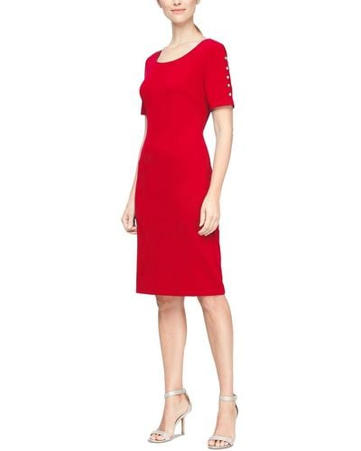 SLNY Embellished Mini Sheath Dress - Red