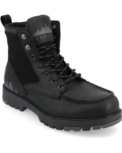 Territory Timber Water Resistant Moc Toe Lace-up Boot - Black