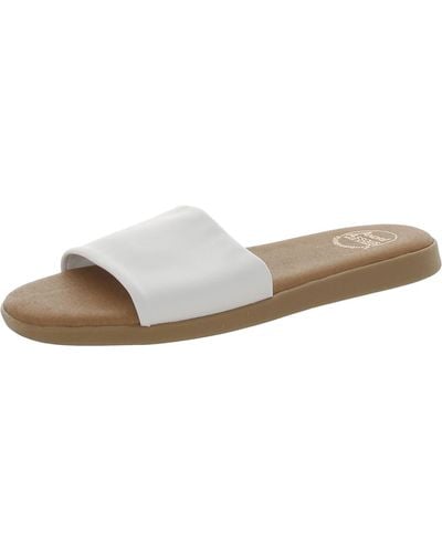 Andre Assous Paloma Leather Peep-toe Slide Sandals - White