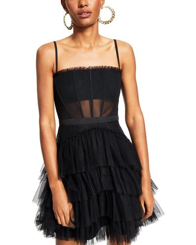 Betsy & Adam Tiered Mini Cocktail And Party Dress - Black
