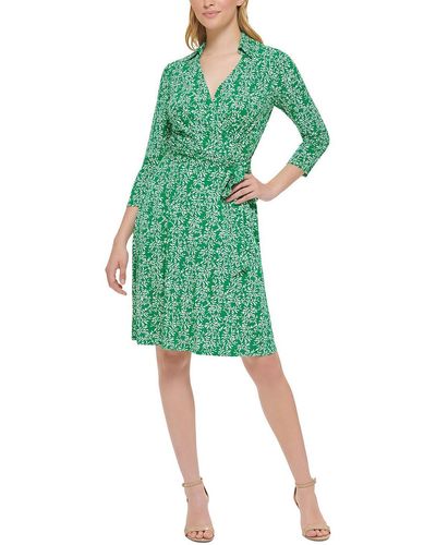 Jessica Howard Petites Printed Mini Wrap Dress - Green