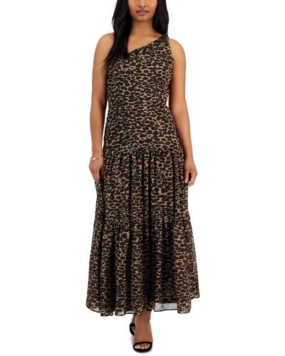 Taylor Animal Print Chiffon Maxi Dress - Brown