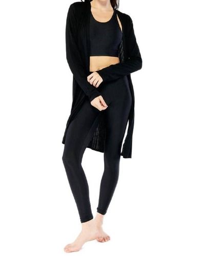 Electric Yoga Ribbed Slitted Cardigan - Black
