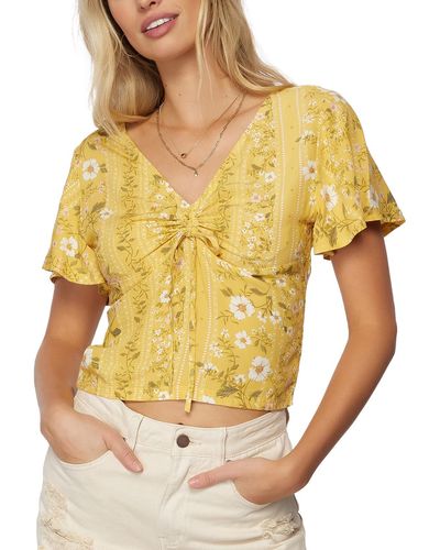 O'neill Sportswear Karly V Neck Ruched Cropped - Yellow