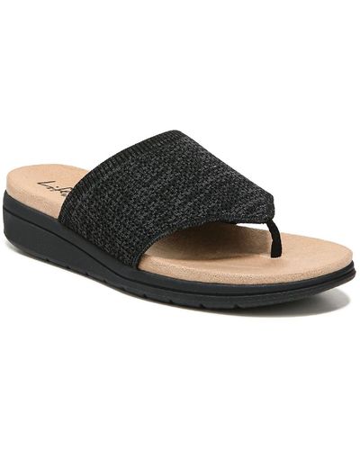 LifeStride Poolside Slip On Thong Slide Sandals - Black