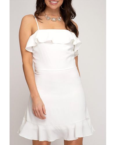 She + Sky Classic Mini Dress - White