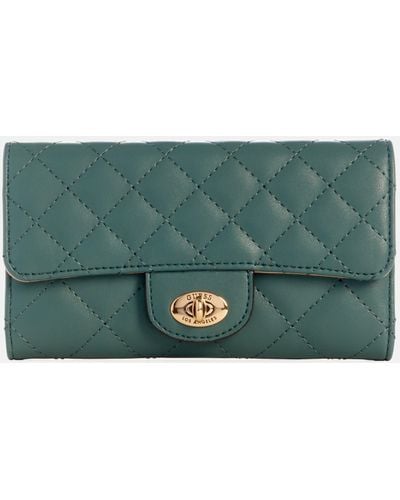 Guess Factory Stars Hollow Quilted Slim Clutch - Green