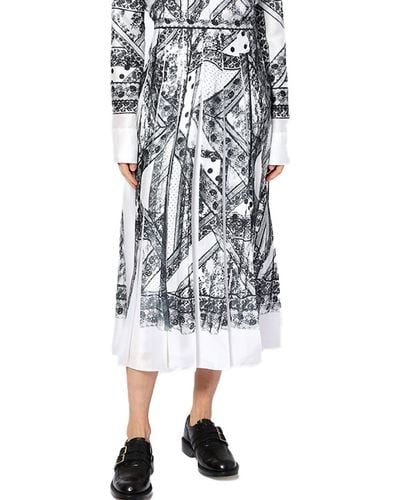 Erdem Timea Patchwork Lace-print Pleated Midi Skirt - White