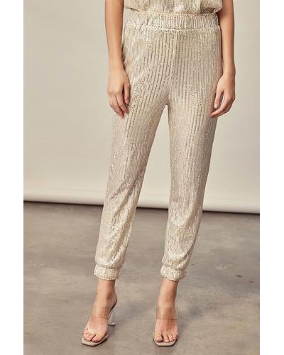 Mustard Seed Time To Shine Sequin jogger Pant - Natural