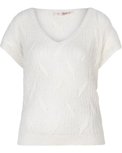 EsQualo Batwing Short Sleeve Sweater - White