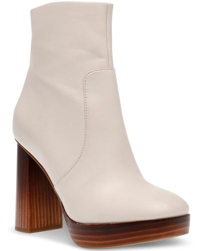 Dolce Vita Marigold Faux Leather Stacked Heel Ankle Boots - Natural