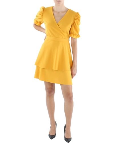 Quiz Tiered Above Knee Fit & Flare Dress - Yellow